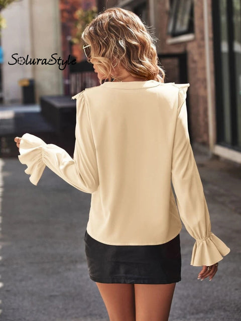 Women’s Stylish Fashionable Elegant V-Neck Ruffled Shirt