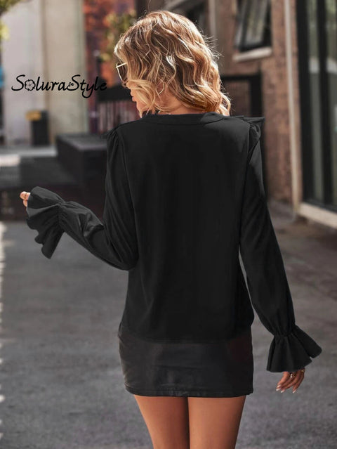 Women’s Stylish Fashionable Elegant V-Neck Ruffled Shirt