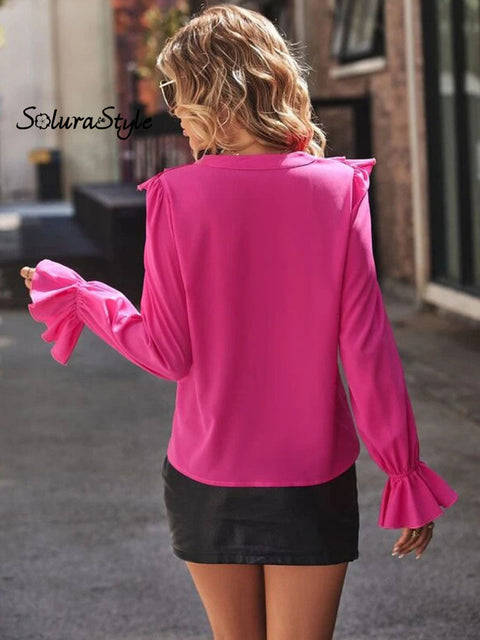 Women’s Stylish Fashionable Elegant V-Neck Ruffled Shirt