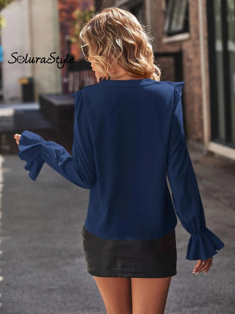 Women’s Stylish Fashionable Elegant V-Neck Ruffled Shirt