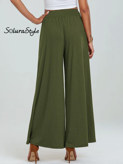 Women’s Stylish High-Waisted Loose Solid Color Casual Pockets Pants