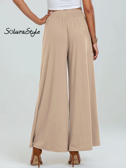 Women’s Stylish High-Waisted Loose Solid Color Casual Pockets Pants