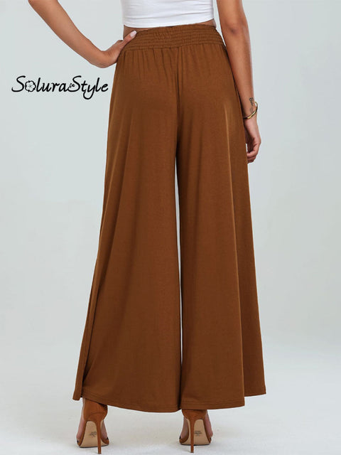 Women’s Stylish High-Waisted Loose Solid Color Casual Pockets Pants