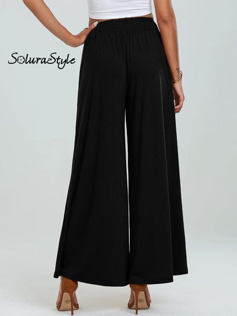 Women’s Stylish High-Waisted Loose Solid Color Casual Pockets Pants
