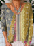 Women’s Symmetrical Vintage Art Print V-Neck Pullover Knit Top Multicolor / S