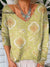 Women’s Symmetrical Vintage Art Print V-Neck Pullover Knit Top Multicolor / S