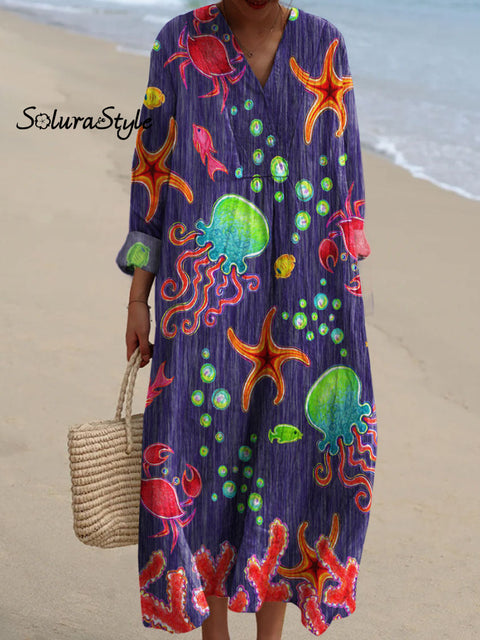 Women’s Underwater World Art Print Dress Multicolor / S