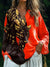 Women’s Vintage Abstract Cheetah Art Print Casual Cotton And Linen V-Neck Shirt Multicolor / S