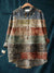 Women’s Vintage Art Print Casual Cotton And Linen Shirt Multicolor / S
