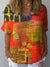 Women’s Vintage Art Print Casual Cotton And Linen Shirt Multicolor / S