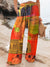Women’s Vintage Art Printed Cotton And Linen Casual Pants Multicolor / S