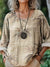 Women’s Vintage Bamboo Leaf Art Print Casual Cotton And Linen Shirt Multicolor / S