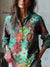 Women’s Vintage Dandelion Art Print Casual Cotton And Linen Shirt Multicolor / S