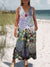 Women’s Vintage Dandelion Flower Art Print Casual 100% Cotton Wide Leg Jumpsuit Multicolor / S