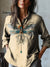 Women’s Vintage Dragonfly Art Print Casual Cotton And Linen Shirt Multicolor / S
