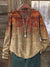 Women’s Vintage Ethic Print Casual V-Neck Long Sleeve T-Shirt Multicolor / S