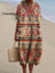 Women’s Vintage Ethnic Geometric Pattern Art Print Flowy Cotton Dress Multicolor / S