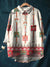 Women’s Vintage Ethnic Pattern Art Print Casual Cotton And Linen Shirt Multicolor / S