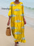 Women’s Vintage Fish Art Print Pocket Cotton Dress Multicolor / S