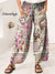 Women’s Vintage Flower Art Cotton Wide Leg Pant Multicolor / S