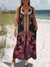 Women’s Vintage Flower Art Print Casual 100% Cotton Wide Leg Jumpsuit Multicolor / S