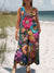 Women’s Vintage Flower Art Print Casual 100% Cotton Wide Leg Jumpsuit Multicolor / S