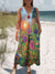 Women’s Vintage Flower Art Print Casual 100% Cotton Wide Leg Jumpsuit Multicolor / S