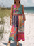 Women’s Vintage Flower Art Print Casual 100% Cotton Wide Leg Jumpsuit Multicolor / S