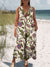 Women’s Vintage Flower Art Print Casual 100% Cotton Wide Leg Jumpsuit Multicolor / S