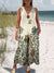 Women’s Vintage Flower Art Print Casual 100% Cotton Wide Leg Jumpsuit Multicolor / S