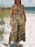 Women’s Vintage Flower Art Print Casual 100% Cotton Wide Leg Jumpsuit Multicolor / S