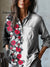 Women’s Vintage Flower Art Print Casual Cotton And Linen Shirt Multicolor / S