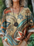 Women’s Vintage Flower Art Print Casual Cotton And Linen Shirt Multicolor / S