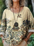 Women’s Vintage Flower Art Print Casual Cotton And Linen Shirt Multicolor / S