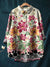 Women’s Vintage Flower Art Print Casual Cotton And Linen Shirt Multicolor / S