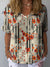 Women’s Vintage Flower Art Print Casual Cotton And Linen Shirt Multicolor / S