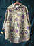 Women’s Vintage Flower Art Print Casual Cotton And Linen Shirt Multicolor / S