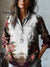 Women’s Vintage Flower Art Print Casual Cotton And Linen Shirt Multicolor / S