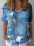 Women’s Vintage Flower Art Print Casual Cotton And Linen Shirt Multicolor / S