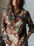 Women’s Vintage Flower Art Print Casual Cotton And Linen Shirt Multicolor / S