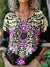Women’s Vintage Flower Art Print Casual Cotton And Linen Shirt Multicolor / S