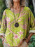 Women’s Vintage Flower Art Print Casual Cotton And Linen Shirt Multicolor / S