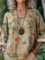Women’s Vintage Flower Art Print Casual Cotton And Linen Shirt Multicolor / S