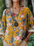 Women’s Vintage Flower Art Print Casual Cotton And Linen Shirt Multicolor / S