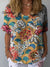 Women’s Vintage Flower Art Print Casual Cotton And Linen Shirt Multicolor / S