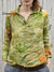 Women’s Vintage Flower Art Print Casual Cotton And Linen Shirt Multicolor / S