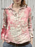Women’s Vintage Flower Art Print Casual Cotton And Linen Shirt Multicolor / S
