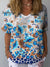 Women’s Vintage Flower Art Print Casual Cotton And Linen Shirt Multicolor / S