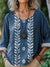 Women’s Vintage Flower Art Print Casual Cotton And Linen Shirt Multicolor / S