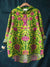 Women’s Vintage Flower Art Print Casual Cotton And Linen Shirt Multicolor / S